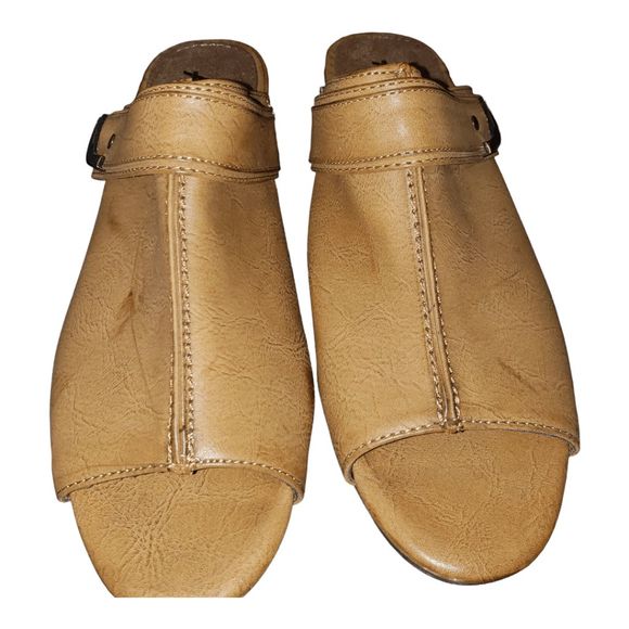 Sh162 Aerosole Taupe A2 Heel Rest Slide on Sandal 7.5 - Picture 1 of 9